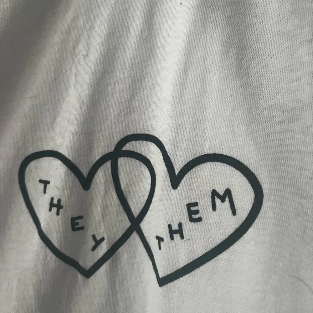 ModCloth Black and white they/them baseball ringer tee - Picture 1 of 5